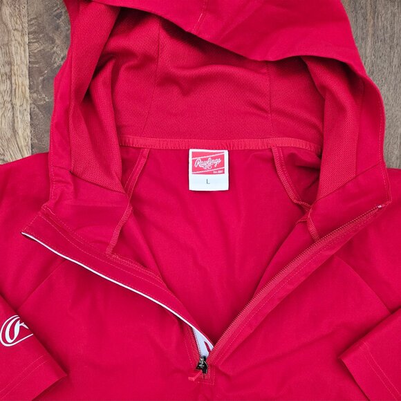 Rawlings Hoodie Mens Red Large Short Sleeve Pullover Jacket Baseball Outdoor - Picture 5 of 7